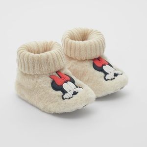 Zara Toddler Girl Faux Fur Minnie Mouse Slippers
